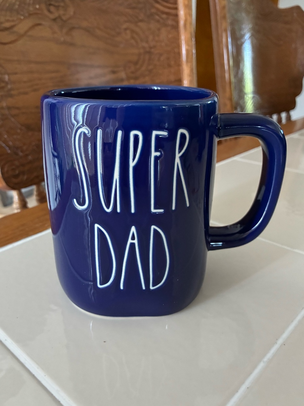 Rae Dunn Super Dad Navy Ceramic Mug
